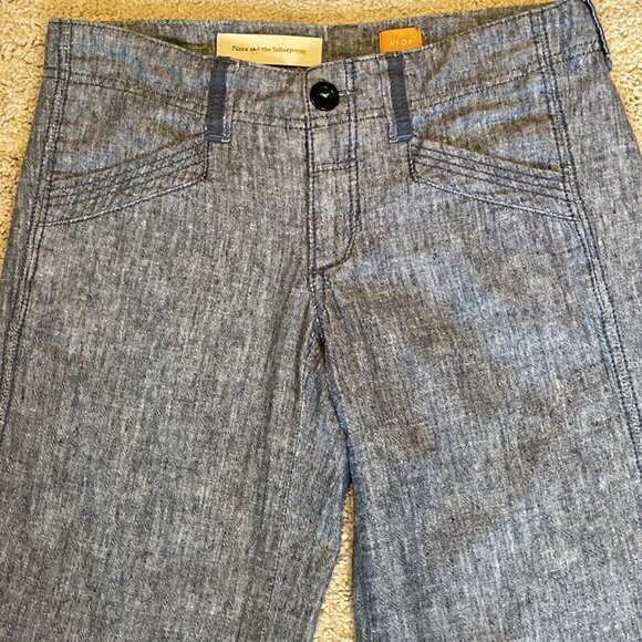 PILCRO AND THE LETTERPRESS Linen Blend Wide Leg Pants Women's 0P Heather Blue - Picture 3 of 14